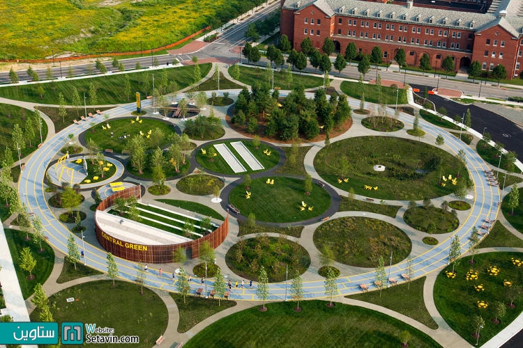 طراحی پارک نمادین مدور در محوطه نیروی دریایی فیلادلفیا ،توسط James Corner Field Operations