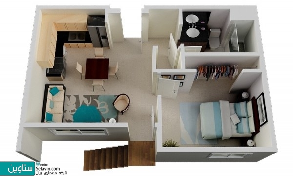 نمونه آپارتمانهایی با یک اتاق خواب