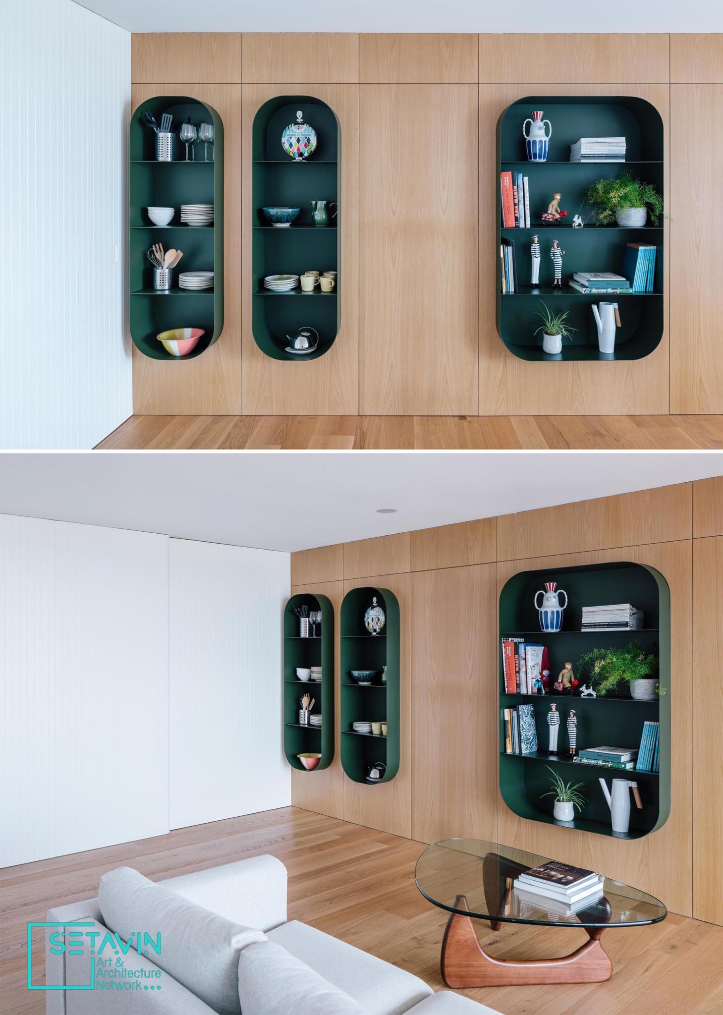 طراحی قابل توجه طبقات و شلف ها در آپارتمانی در اسپانیا