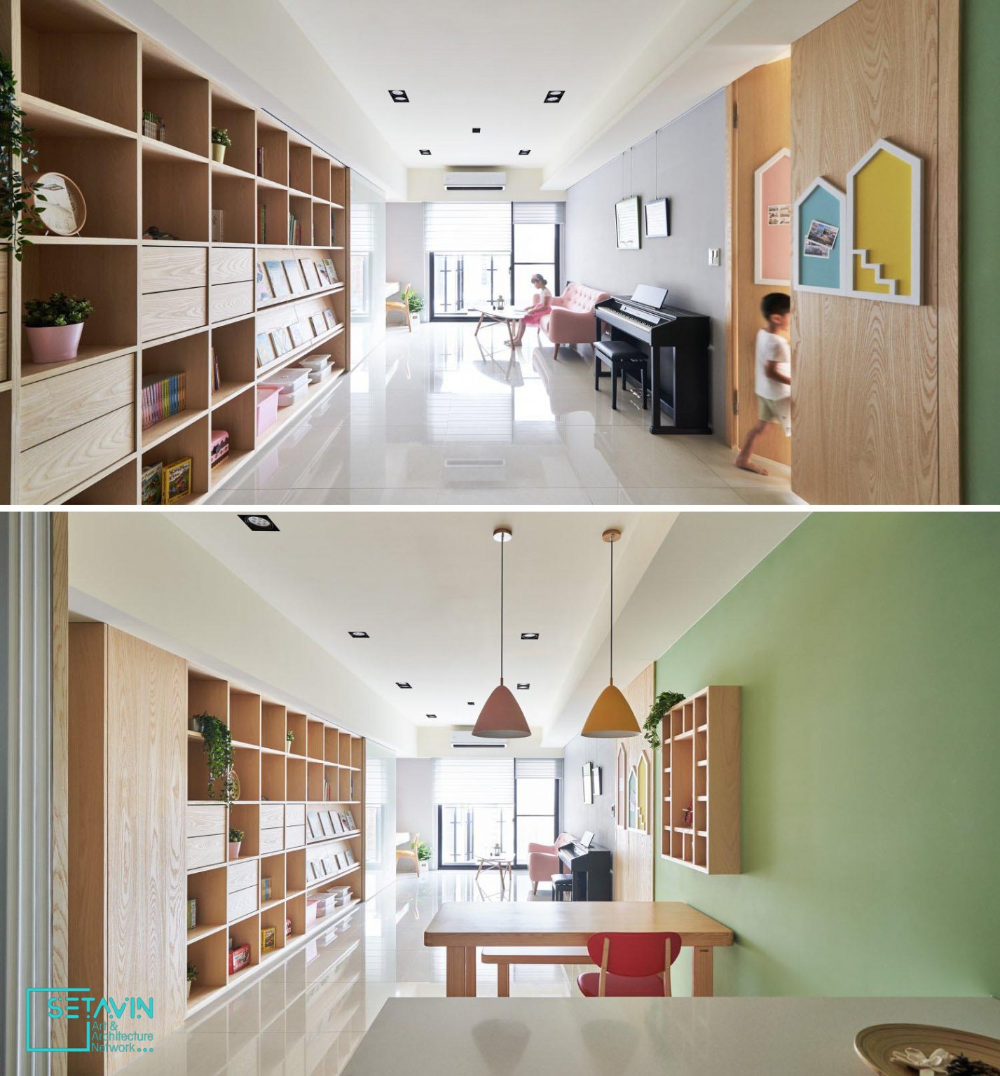وایت برد کشویی ویژگی اصلی طراحی اتاق کودک در این آپارتمان