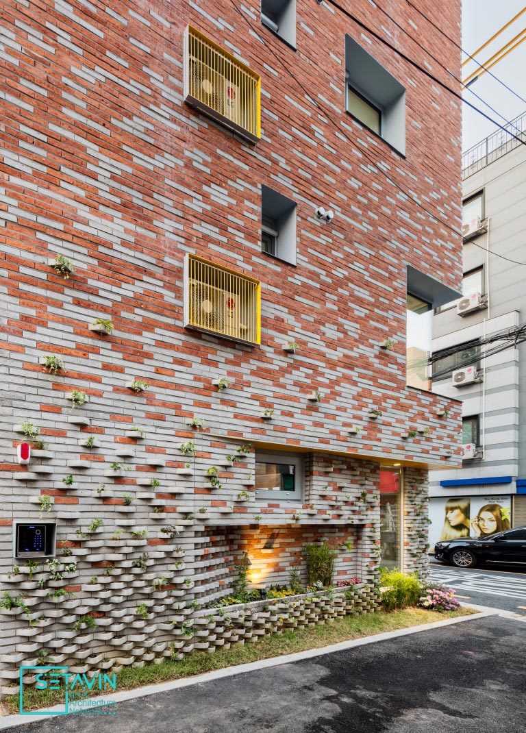 نمای آجری ساختمانی در سئول کره جنوبی