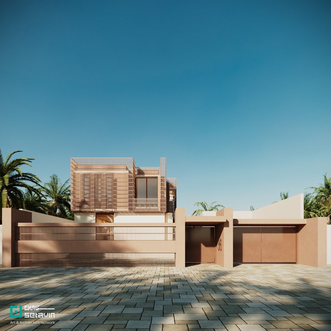 ویلای شماره ۳۸, Villa No.38, دفتر معماری شباهنگ, Shabahang Architecture Office, قشم, Qeshm, پوسته آجر, brick shell, نما نیمه‌شفاف, semi-transparent façade, معماری اقلیمی, climatic architecture, ویلا ساحلی, coastal villa