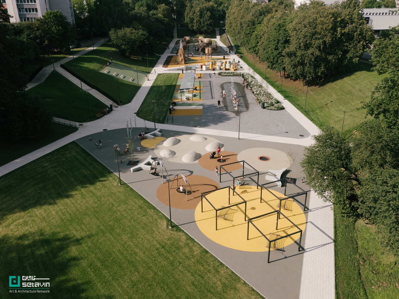 Kovo 11 Park, Kaunas, Lithuania, Landscape Architecture, Inout.designstudio, معماری منظر, بازآفرینی پارک شهری, طراحی فضای سبز, طراحی زمین بازی کودکان, معماری پایدار, فضاهای عمومی شهری, بازسازی پارک‌ها