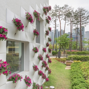 عکس - گلدانهای گل تعبیه شده در نمای ساختمان