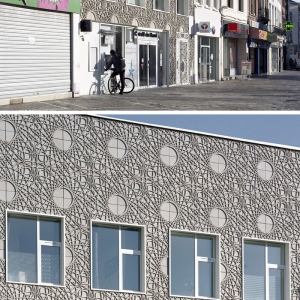 تصویر - نمای ساختمانی با پانلهای تزئینی بتنی - معماری