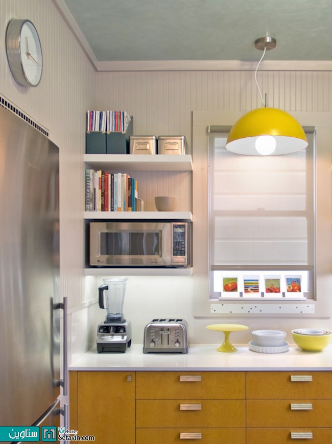 ایده هایی برای طراحی کتابخانه ای کوچک در آشپزخانه