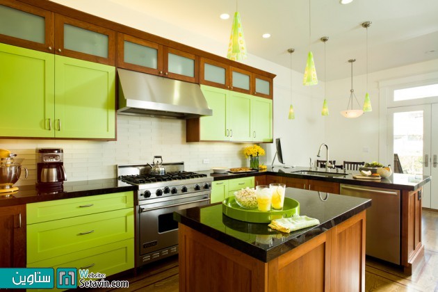 طراحی آشپزخانه ای به رنگ سبز