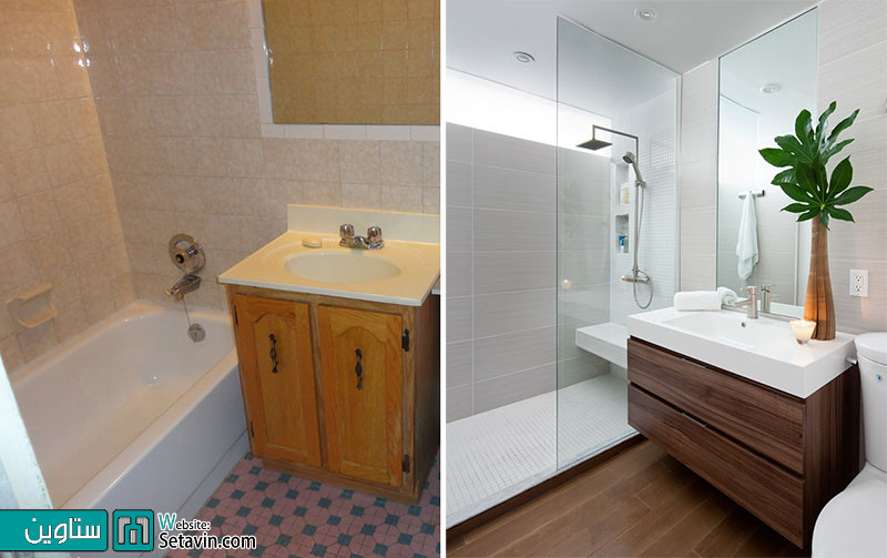 قبل و بعد بازسازی یک حمام