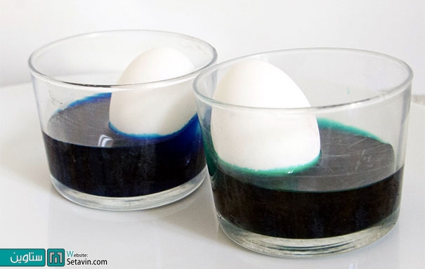 تخم مرغ در محلول آب و رنگ غلیظ